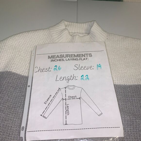 Olive & Oak Sweater Large Colorblock Cream Gray Pink Knit Pullover Classic Cozy - Picture 8 of 8